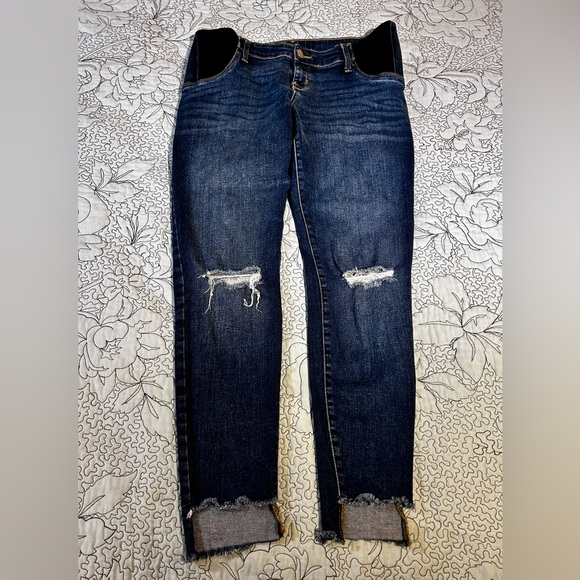LOT OF 2 PAIR OF MATERNITY SKINNY DISTRESSED JEANS * Isabel * Old Navy Sz 8 - Picture 7 of 12